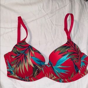 Red w/ plant print PINK bra